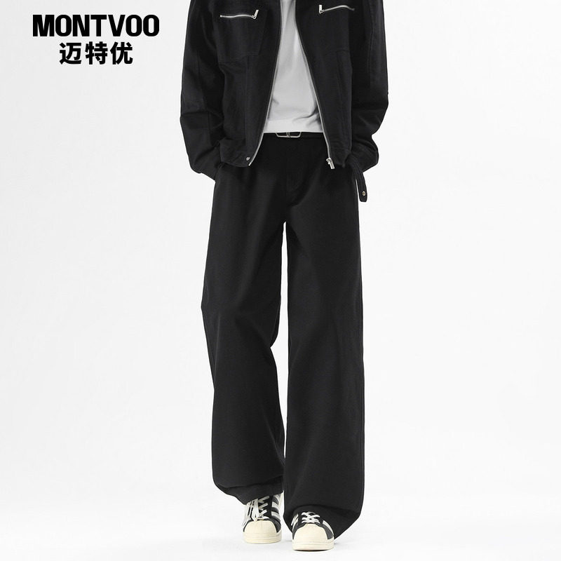 迈特优纯棉垂感阔腿裤男生春秋季新款宽松直筒裤高级感休闲长裤子,男装,休闲裤,淘宝优惠券,粉丝福利购,淘宝优惠卷