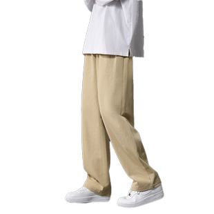 迈特优黑色纯棉直筒休闲裤男2025春秋新款宽松垂感运动长裤子