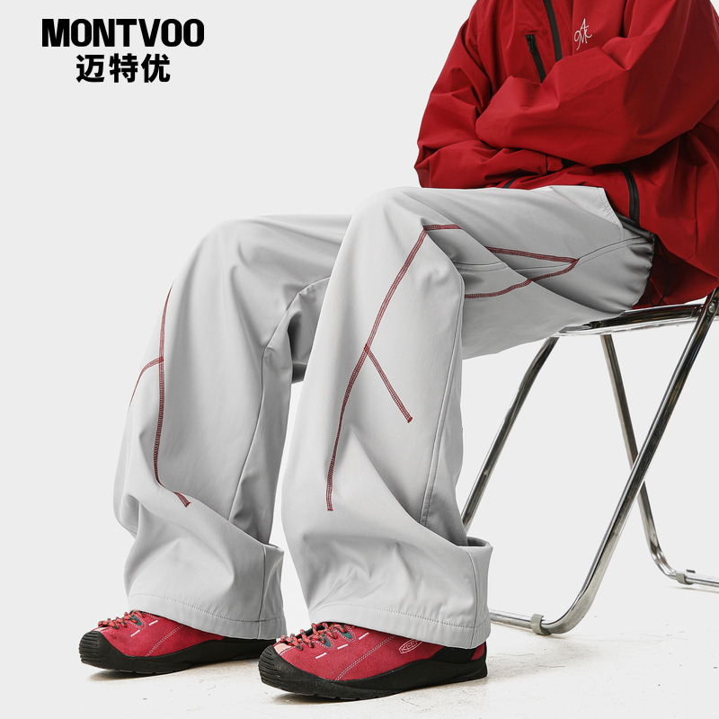 美式潮牌hiphop直筒裤子男女秋冬