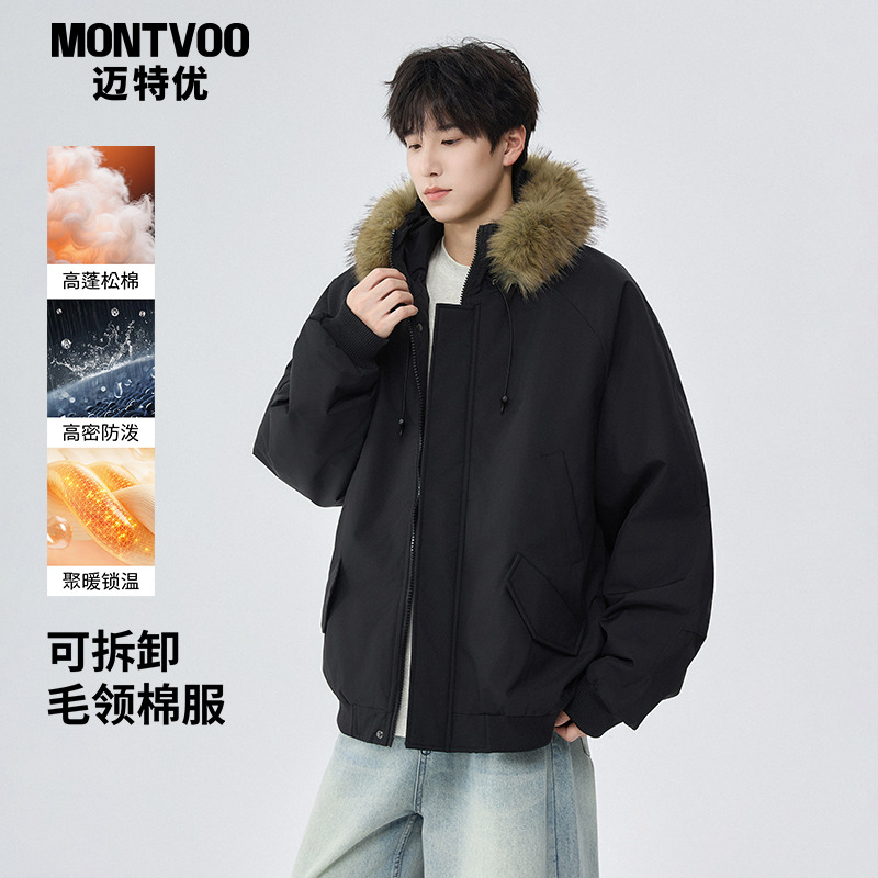 【毛领情侣派克棉服外套】男女生