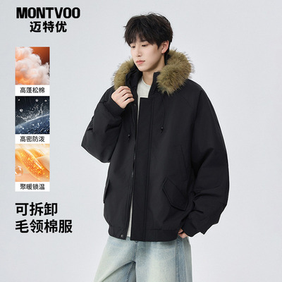 【毛领情侣派克棉服外套】男女生