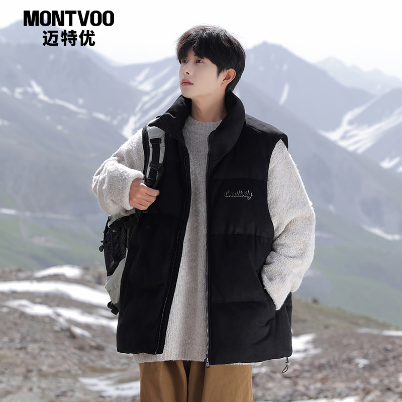 【一衣多穿】麂皮绒立领棉衣马甲