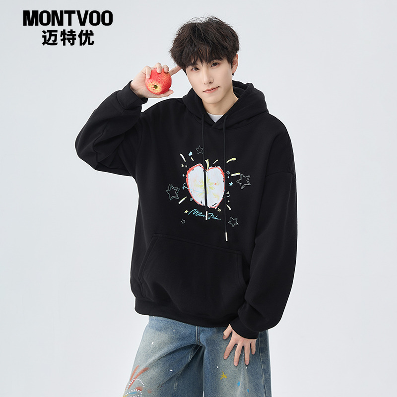 【潮流涂鸦】加绒休闲连帽卫衣