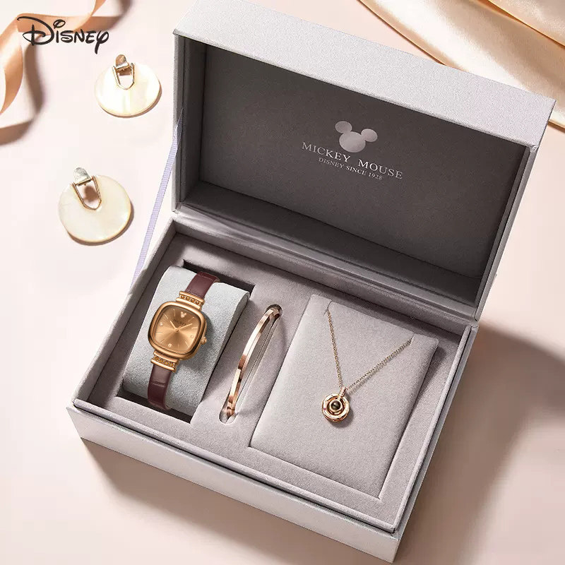 迪士尼手表女士女款小众轻奢女式复古方形简约气质女学生生日礼物