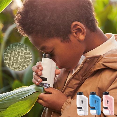 Handheld Microscope Kit Lab LED Light 60X-120X Home School B