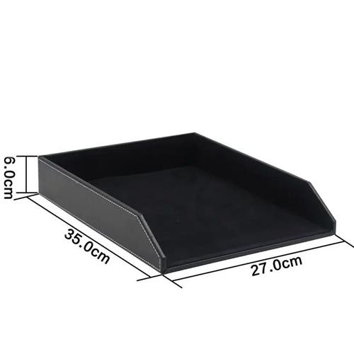 Business Single Layer File Tray PU Leather Desk Sundry Conta