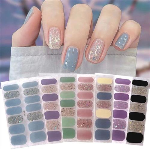 14Tips 3D Glitter Foil Self-Adhesive Nails Art ers French Ma