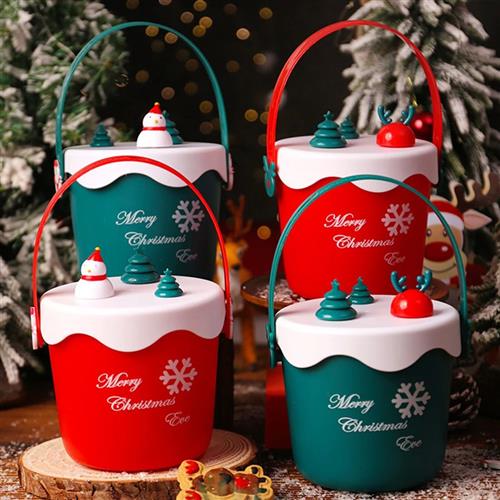 Christmas Candy Box Gift Cake Hug Bucket Dessert Plastic Pac