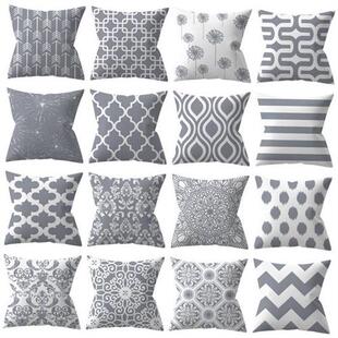 cushion sofa pillow 报枕套 cover geometric Grey polyester