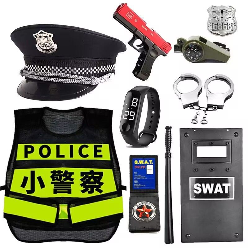 玩具枪儿童节表演警察服幼儿园小孩子马甲男女童警官消防员演出服
