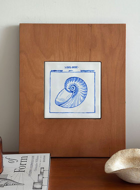 【手绘瓷画】艺术家联名中古实木现代简约植物装饰画客厅背景挂画