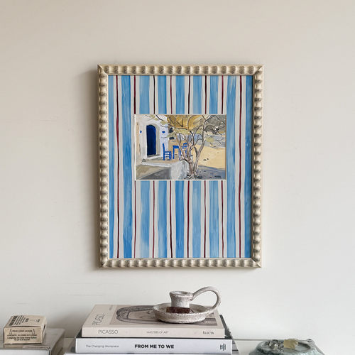 【Lazy Afternoon】蒂芙尼条纹现代多巴胺中古装饰画客厅阿尔托画