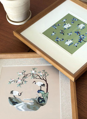 【非遗苏绣】实木新中式手工绣品样板间客厅卧室装饰画设计师挂画