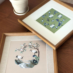 手工绣品样板间客厅卧室装 实木新中式 饰画设计师挂画 非遗苏绣