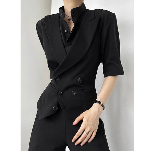 大码300斤黑色西服马甲痞帅男女