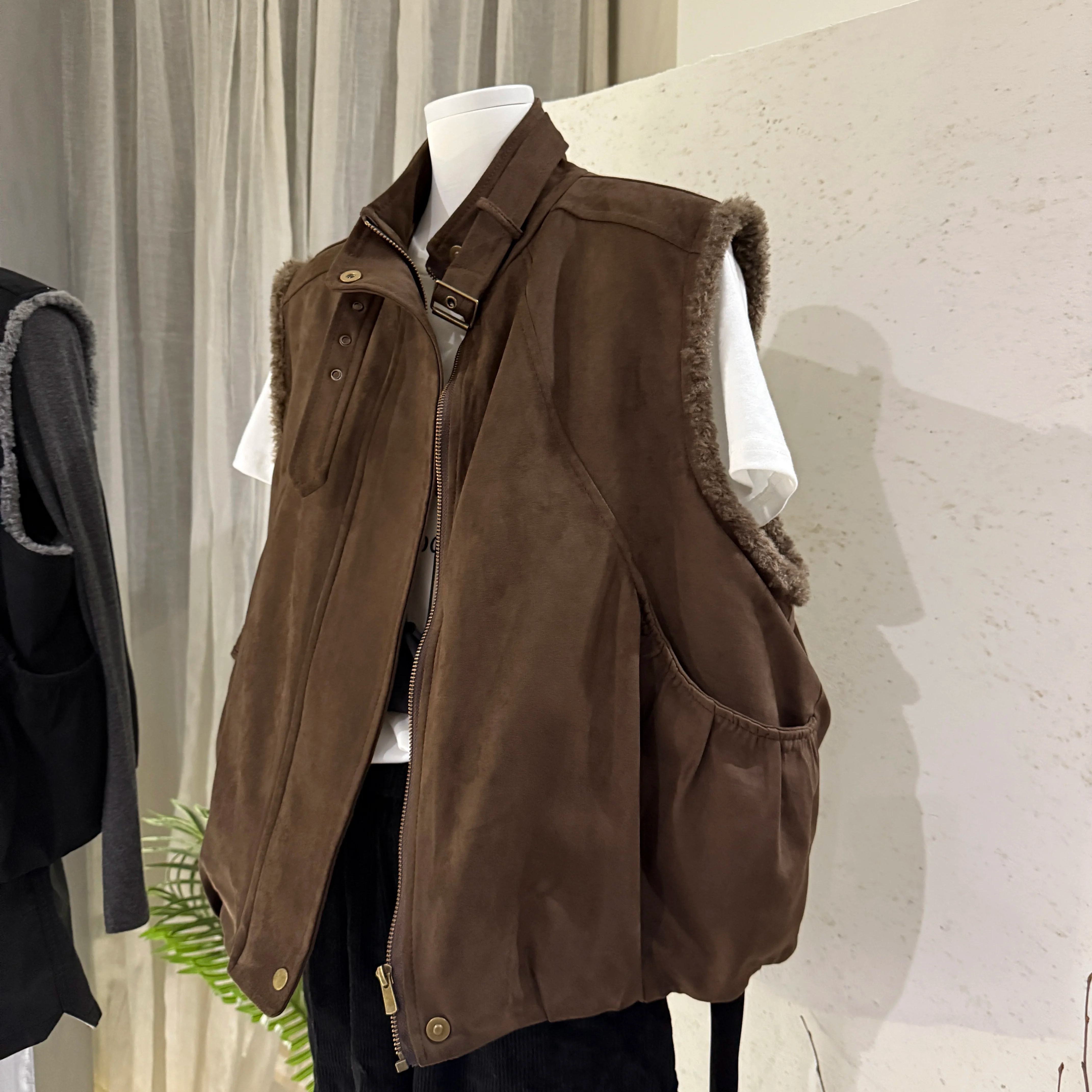 大码300斤机车潮酷设计感马夹鹿皮绒羊羔毛加厚保暖马甲男女秋冬,男装,常规马甲,淘宝优惠券,粉丝福利购,淘宝优惠卷