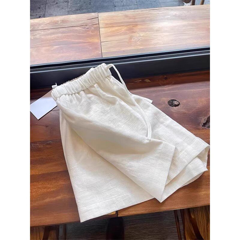 大码300斤亚麻天丝短裤男女夏季外穿高级感五分裤老钱风棉麻中裤