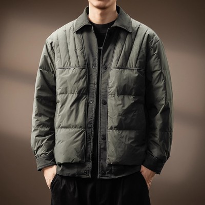 大码高端白鸭绒轻薄短款羽绒服男