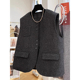 特大码 300斤格纹黑灰色无袖 马甲男女秋冬百搭单排扣坎肩背心外套2