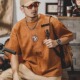 美式 半袖 复古T恤男短袖 潮牌宽松ins男装 麂皮绒垂感体恤 夏季 特大码