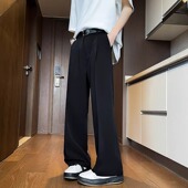 300斤垂感西裤 潮牌痞帅休闲长裤 男纯色阔腿裤 裤 宽松直筒西装 大码
