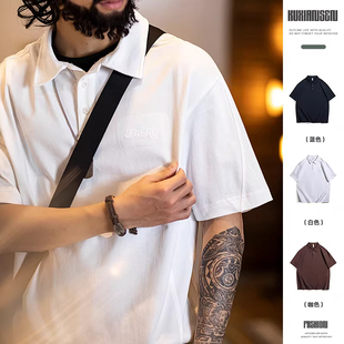 大码美式刺绣polo衫男款短袖夏季新款纯棉复古男士t恤休闲半袖男