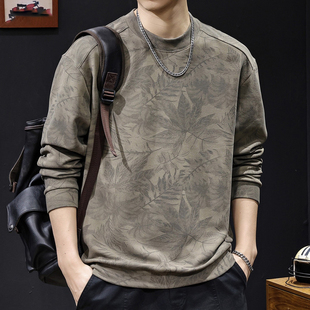 美式 秋冬季 复古长袖 卫衣新款 潮牌休闲怀旧感柔软上衣 t恤男士 大码