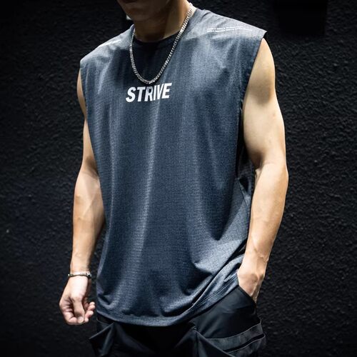 大码冰丝速干健身运动t恤背心男