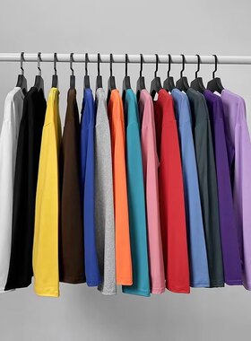 特大码300斤ins复古基础款纯色春秋季打底衫内搭男女长袖T恤bf风