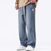 阔腿裤 大码 宽松胖子加肥加大休闲裤 男士 300斤春秋复古凉感牛仔裤