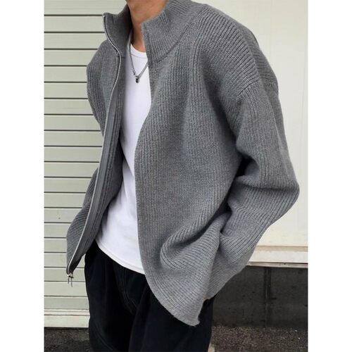 大码300斤男高领针织开衫秋冬