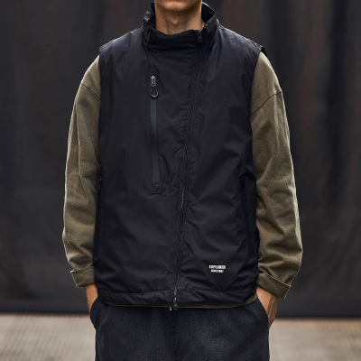 大码日系复古男款工装立领马甲