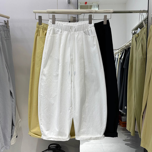 百搭阔腿气球裤 大码 薄款 男女夏季 300斤慵懒风抗皱宽松休闲弯刀裤