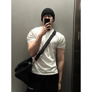 美式 速干短袖 小领口正肩健身打底 300斤索罗娜凉感T恤男夏季 特大码