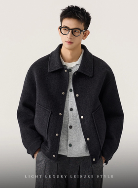 大码手工羊毛绒呢子大衣外套男冬季加厚保暖短款LP通勤轻奢夹克