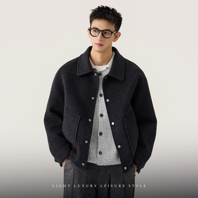 大码手工羊毛绒呢子大衣外套男