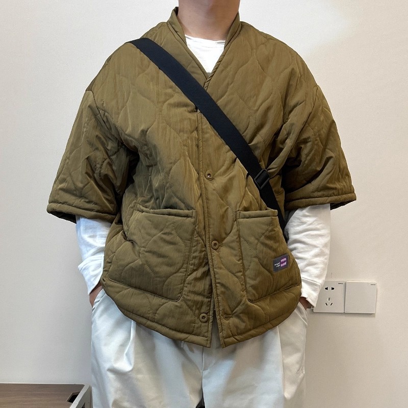 大码复古廓形马甲工装羽绒棉服男
