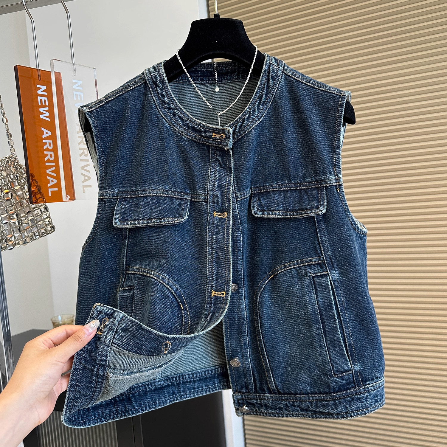 大码300斤高级感宽松圆领坎肩牛仔马甲男女秋季休闲叠穿水洗外套,男装,常规马甲,淘宝优惠券,粉丝福利购,淘宝优惠卷