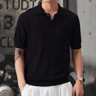 潮流翻领短袖 宽松复古老钱风套头polo衫 针织衫 夏季 上衣男 男士 大码