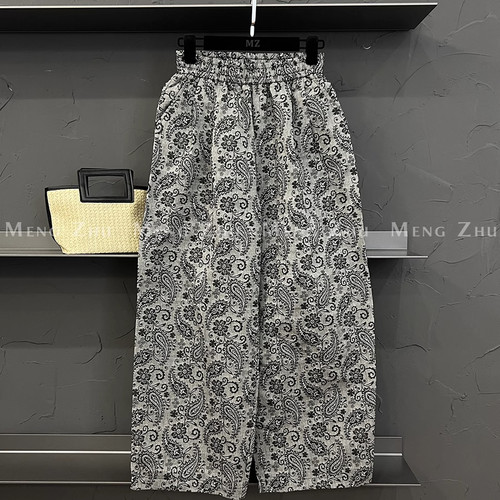 大码设计感腰果花休闲弯刀裤男女