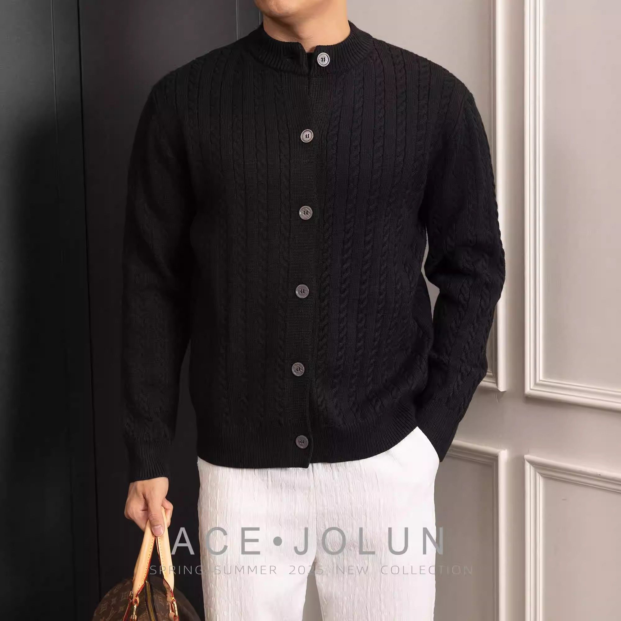 大码300斤麻花毛衣外套男秋冬纽扣加厚老钱风男士高级感针织开衫