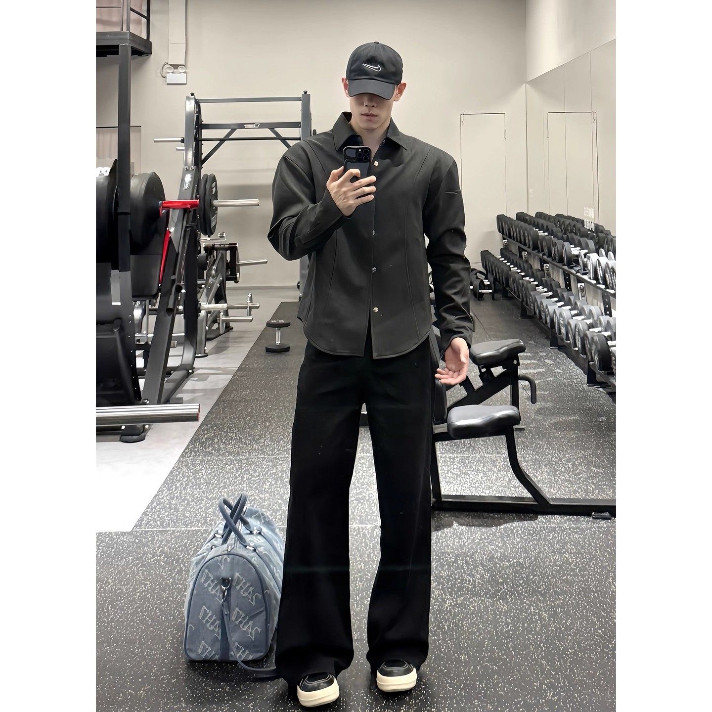 特大码300斤美式阔腿西裤男cleanfit秋季运动裤高级感微喇直筒裤