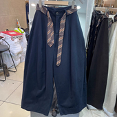 大码 男女宽松百搭直筒阔腿长裤 300斤高端秋季 高腰显瘦褶皱休闲裤