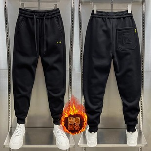 弹力休闲裤 大码 小怪兽潮牌束脚运动裤 男士 300斤秋冬加绒加厚卫裤