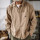 大码 休闲衬衣男春秋外套 纯色日系长袖 重磅全棉磨毛厚宽松工装 衬衫