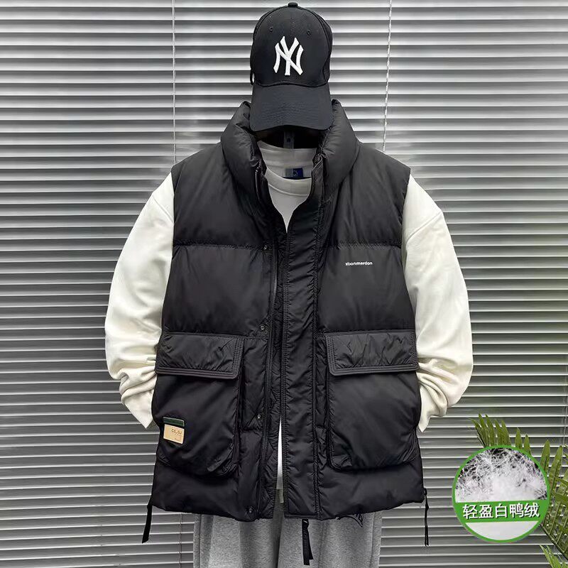 大码白鸭绒羽绒服马甲男冬季保暖