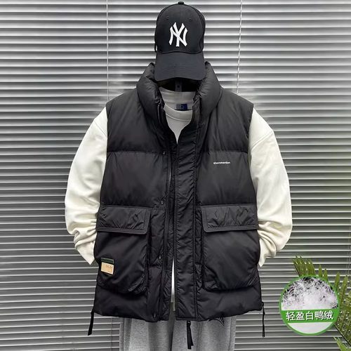 大码白鸭绒羽绒服马甲男冬季保暖