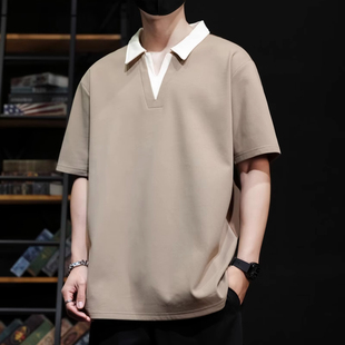 t恤男夏季 领短袖 潮流薄款 半袖 上衣2 大码 体恤潮牌v领半袖 300斤衬衫