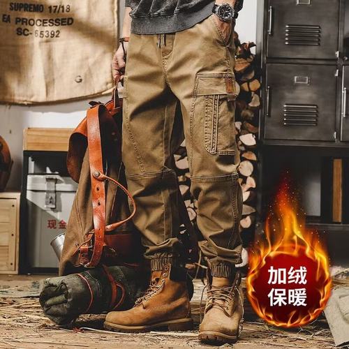 大码美式复古重磅工装裤男秋冬