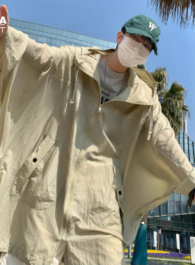 大码宽松蝙蝠袖防晒衣服夹克男